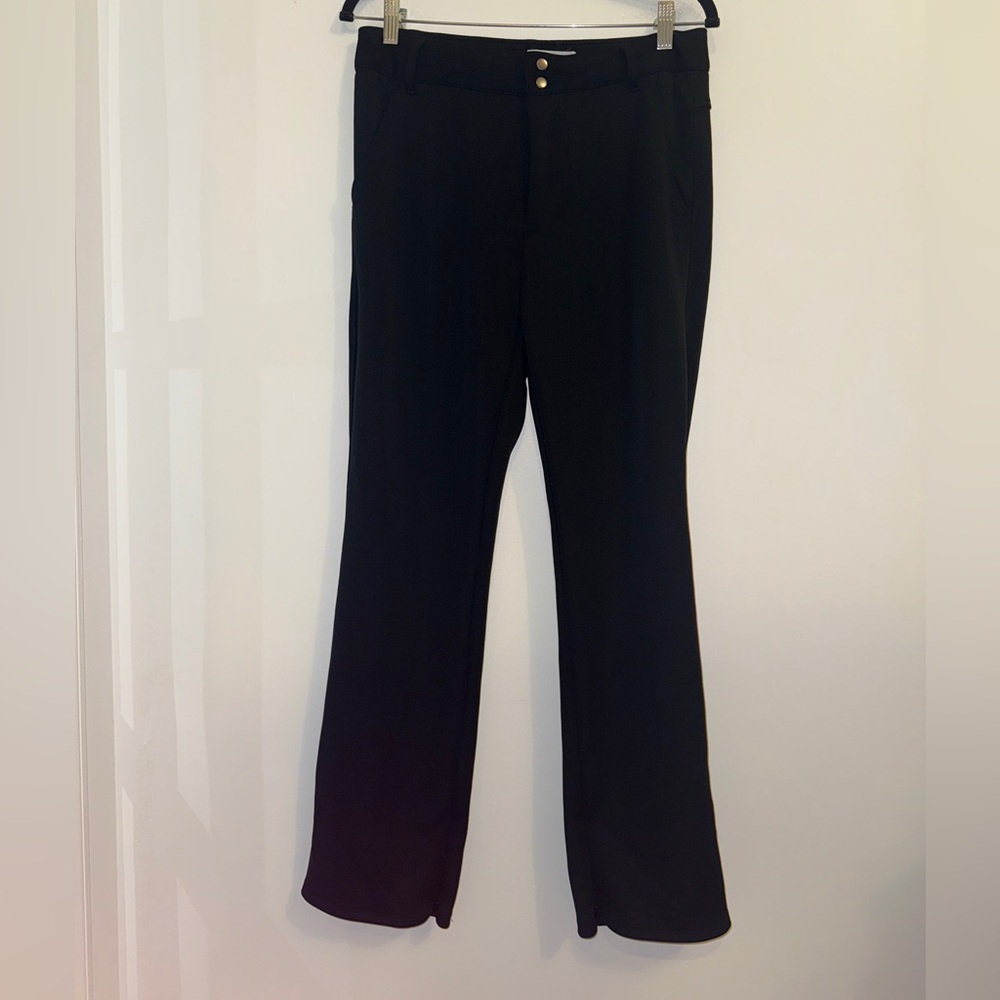 Anthropologie Black Slim Boot Pants with Ankle Zippers | Stretch Dress Trouser M - Picture 4 of 13